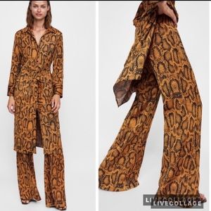 Zara snakeskin high waisted wide leg pants